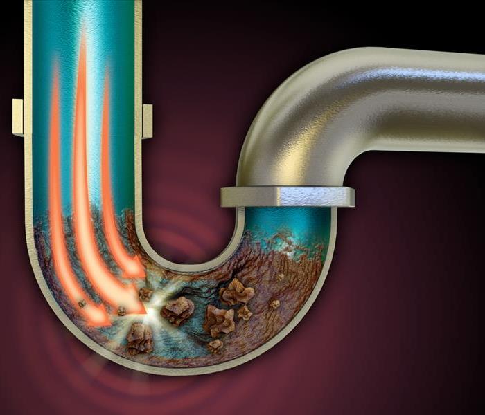 Chemical agent used to unclog some pipes. Digital illustration.